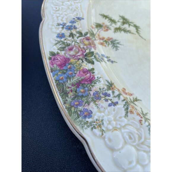 2pc England Crown Ducal Florentine ROSALIE serving Platter & Bowl Vegetable VTG - Picture 4 of 10
